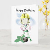 Meisje Voetbal Speler Kunst Kaart (Gele Bloem)