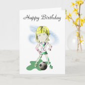 Meisje Voetbal Speler Kunst Kaart (Gele Bloem)