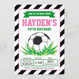 Meisje Voetbal Verjaardag Party Uitnodiging