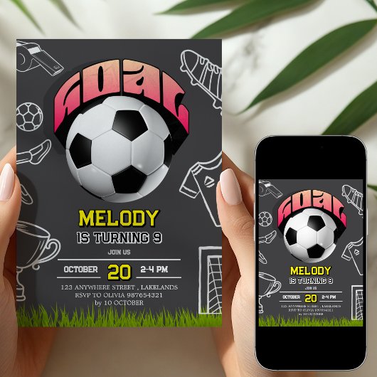 Meisje Voetbal Verjaardagsfeest Uitnodiging