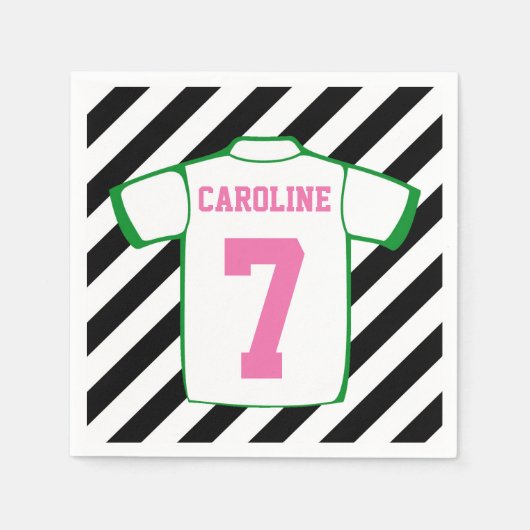 Meisje Voetbal Verjaardagsfeestje Servetten (Voorkant)