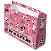Meisje Voetballer girly roze Gift Bag Groot Cadeauzakje (Voorkant Gekanteld)