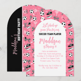 Meisje Voetballer verjaardagsfeestje meisjesroze Kaart