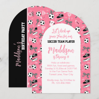 Meisje Voetballer verjaardagsfeestje meisjesroze Kaart