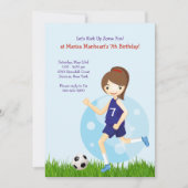 Meisje Voetballer Verjaardagsfeestje Uitnodiging (Voorkant)