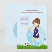 Meisje Voetballer Verjaardagsfeestje Uitnodiging (Voorkant / Achterkant)