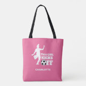 Meisje Voetbalspeler Persoonlijke afbeelding Tote Bag (Achterkant)