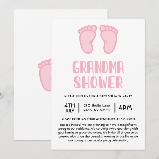 Meisje Voeten Eerste keer Oma Baby shower Kaart (Voorkant / Achterkant)