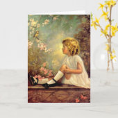  Meisje & Vogel Kaart (Gele Bloem)