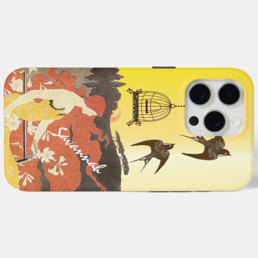 Meisje Vogels Vogelkooi Fiets Iphone Case (Achterkant (horizontaal))