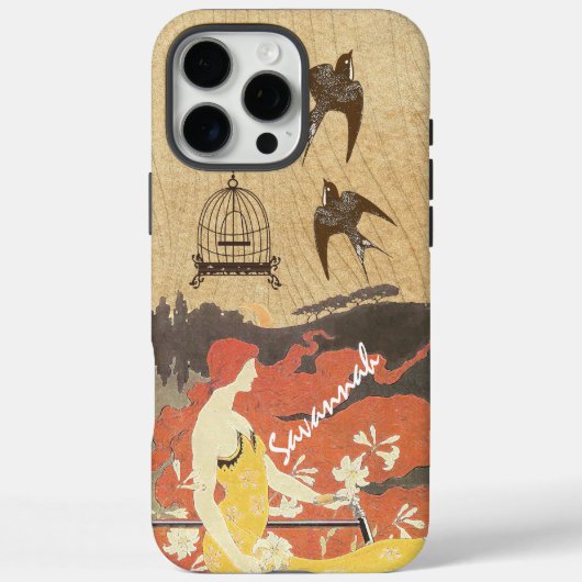  Meisje Vogels Vogelkooifiets Case-Mate iPhone Case (Achterkant)