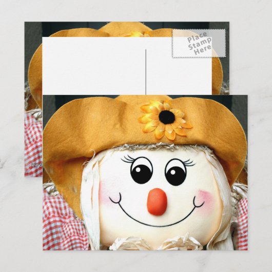 Meisje vogelverschrikker pop briefkaart (Voorkant / Achterkant)