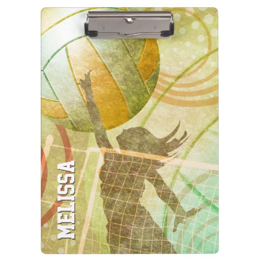 Meisje Volleybal Speler op het net Klembord (Voorkant)