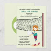 Meisje Volleybal Speler Verjaardagsfeest Uitnodigi Kaart (Voorkant / Achterkant)