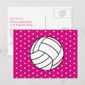 Meisje Volleybal Verjaardag Briefkaart Uitnodigen  (Voorkant / Achterkant)