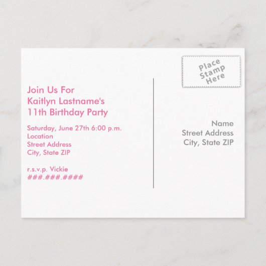 Meisje Volleybal Verjaardag Briefkaart Uitnodigen  (Achterkant)