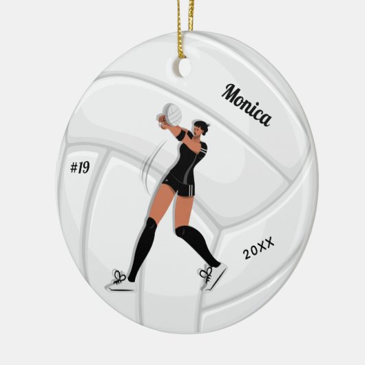 Meisje Volleyball Player Kind Naam Jersey Team Num Keramisch Ornament (Links)