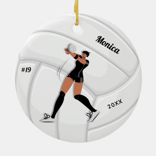 Meisje Volleyball Player Kind Naam Jersey Team Num Keramisch Ornament (Achterkant)