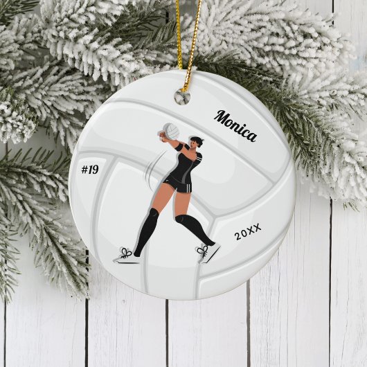 Meisje Volleyball Player Kind Naam Jersey Team Num Keramisch Ornament