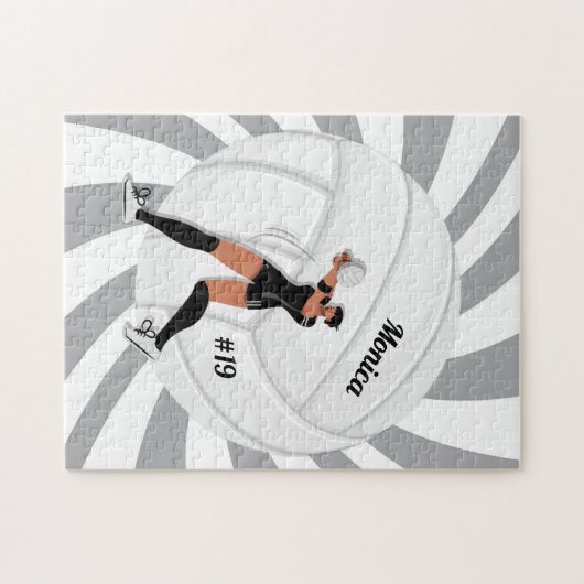 Meisje Volleyball Player Kind Naam Jersey Team Num Legpuzzel (Horizontaal)