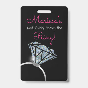 Meisje voor de laatste keer vrij, diamanten ring,  badge