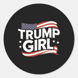 Meisje voor Donald Trump Schattig Trump Vlag Vrouw Ronde Sticker