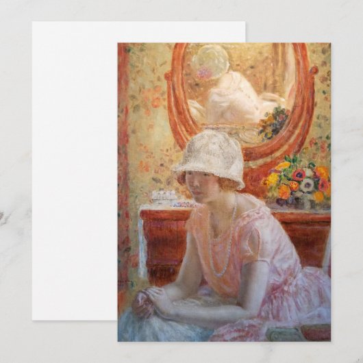 Meisje voor een spiegel | Frederick Carl Frieseke (Voorkant / Achterkant)