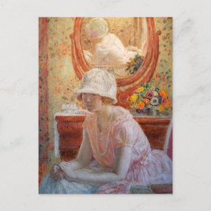 Meisje voor een spiegel   Frederick Carl Frieseke Briefkaart