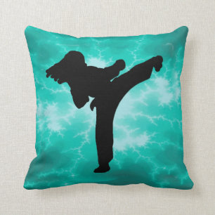 Meisje voor vechtsporten Teal Bliksem Kussen