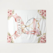 Meisje Vos Baby Shower Achtergrond Wandkleed (Voorkant (horizontaal))