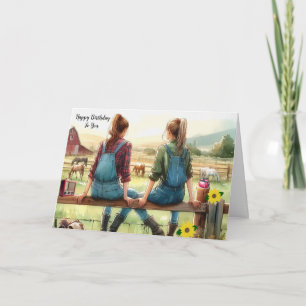 Meisje Vrienden op de Dude Ranch Verjaardag Kaart