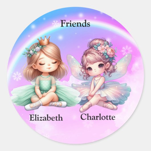 Meisje vrienden ronde sticker (Voorkant)
