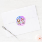 Meisje vrienden ronde sticker (Envelop)