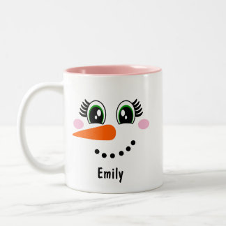 Meisje/Vrouw Snowman Gepersonaliseerde koffie-Mok Tweekleurige Koffiemok