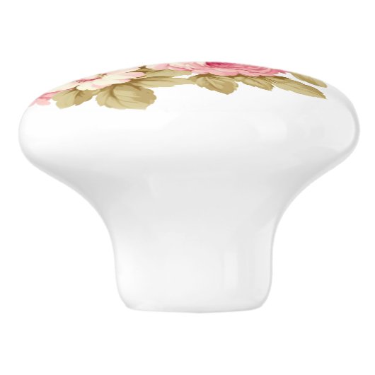 Meisje Vrouwelijk  Roze Rozen Keramische Knop (Zijkant)