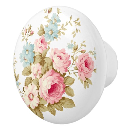 Meisje Vrouwelijk  Roze Rozen Keramische Knop (Rechts)