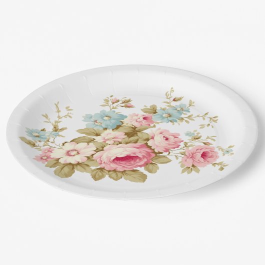 Meisje Vrouwelijk  Roze Rozen Papieren Bordje (Gekanteld)