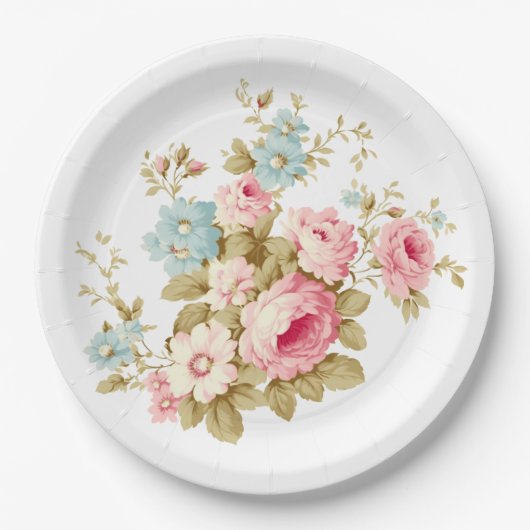 Meisje Vrouwelijk  Roze Rozen Papieren Bordje (Voorkant)