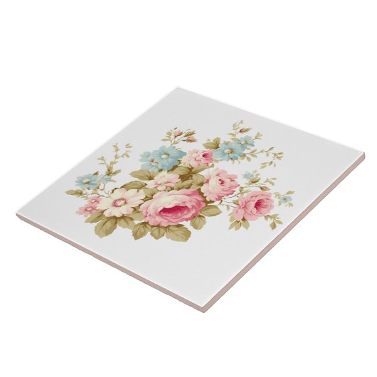 Meisje Vrouwelijk  Roze Rozen Tegeltje (Zijkant)