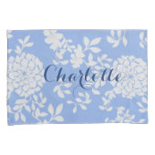 Meisje, Vrouwelijk Wit en Blauw Bloemen Kussensloop (Voorkant-Rechts)