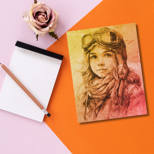 Meisje Vrouwelijke Piloot Aviator Luchtvaart Leuk Briefkaart