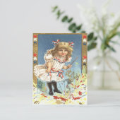 Meisje Vuurwerk Firecracker Sterren & Strepen Briefkaart (Staand voorkant)