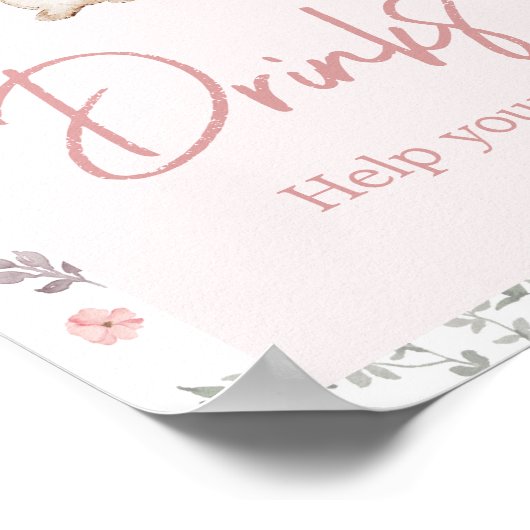 Meisje wat konijntje Baby shower Drinken Poster (Hoek)