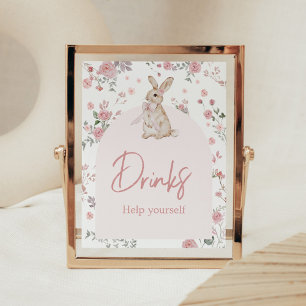 Meisje wat konijntje Baby shower Drinken Poster