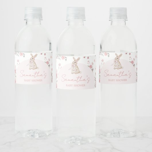 Meisje wat konijntje Baby shower Waterfles Etiket (Flessen)