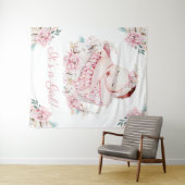 Meisje Watercolor Baby Shower Achtergrond Vlaggen Wandkleed (In Situ (horizontaal))