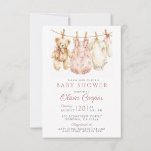 Meisje Watercolor Baby Shower Roze Kaart