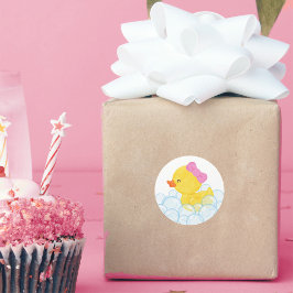 Meisje Watercolor Rubber Eend Ronde Stickers