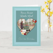  Meisje Watering Flowers Verjaardag Kaart (Gele Bloem)