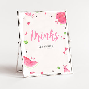 Meisje Watermeloen Baby Shower Drankschild Poster